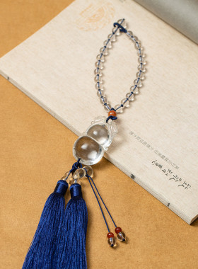 白水晶双头貔貅葫芦汽车挂件车内