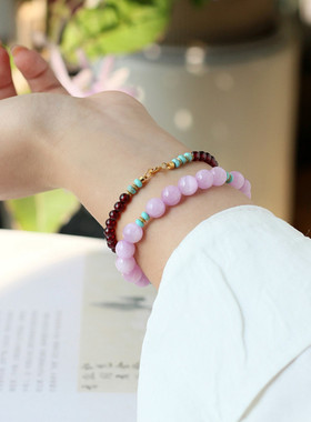 天然紫锂辉圆珠8mm单圈手串女款