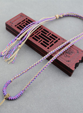 藏式风手搓棉线绳编织吊坠绳无接