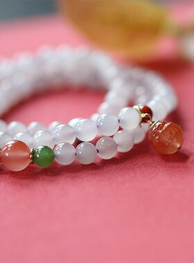 天然烟紫色和田玉6mm多圈手链原