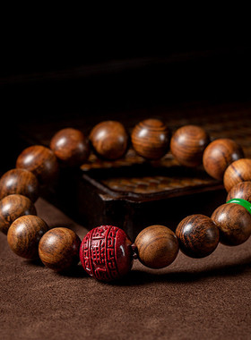 虎皮檀木手串12mmDIY男款朱砂单