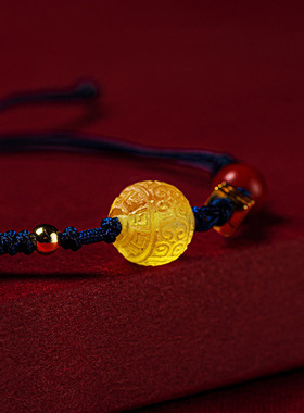 蜜蜡回纹珠手链DIY女款朱砂珠手