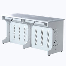 Multi-Beauty Flipped Table Multimedia Desk Computer Exam Flipper Desk Grey White Double Flipped Class