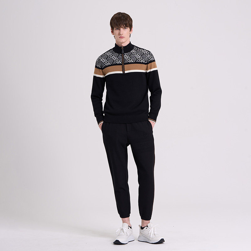 RARE威雅男装 秋冬新款黑色半拉链长袖羊毛衫男士绵羊毛针织毛衣,淘宝优惠券,粉丝福利购,淘宝优惠卷