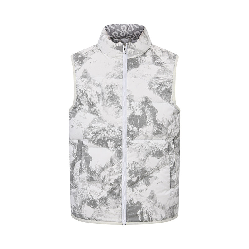 RARE威雅男装 白灰雪山印花 秋冬新款白色鹅绒休闲羽绒马甲,淘宝优惠券,粉丝福利购,淘宝优惠卷