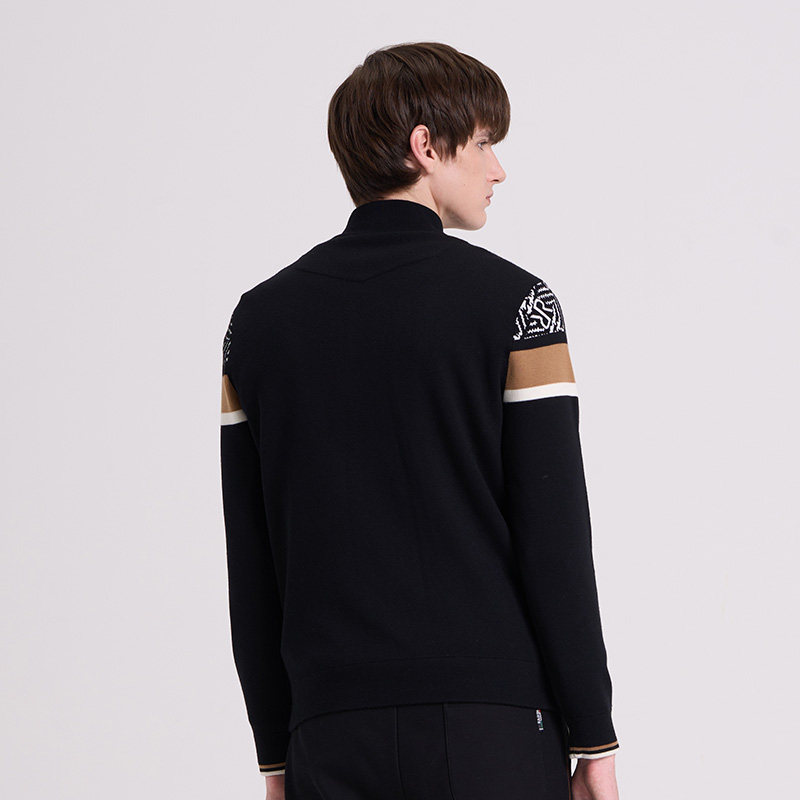 RARE威雅男装 秋冬新款黑色半拉链长袖羊毛衫男士绵羊毛针织毛衣,淘宝优惠券,粉丝福利购,淘宝优惠卷