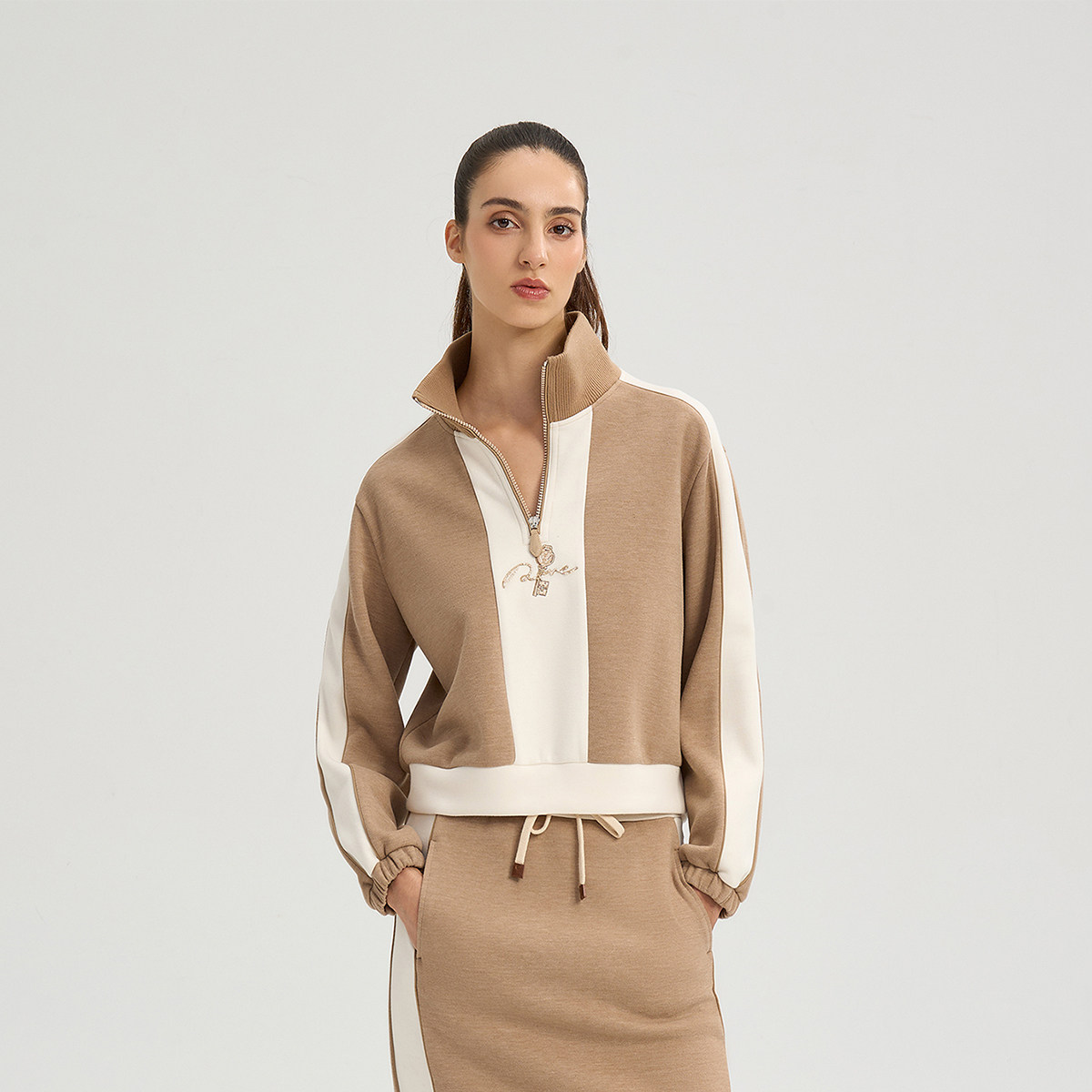 情侣款RARE威雅女装2025秋冬新款半拉链卫衣宽松直筒卫裤休闲套装,淘宝优惠券,粉丝福利购,淘宝优惠卷