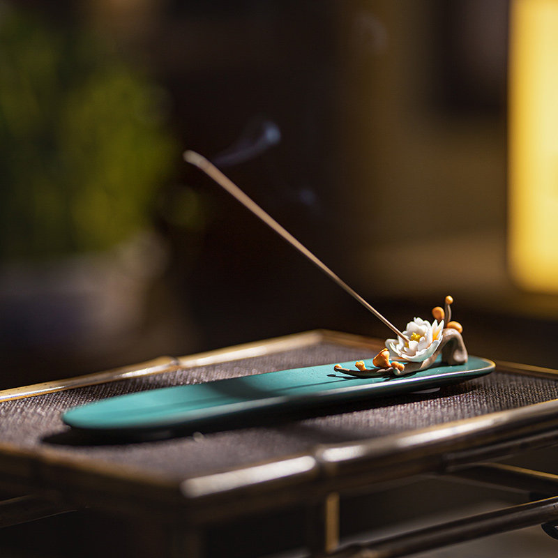 陶瓷梅花线香插手工陶瓷捏花香座家用檀香线香炉香托香器茶道摆件,淘宝优惠券,粉丝福利购,淘宝优惠卷