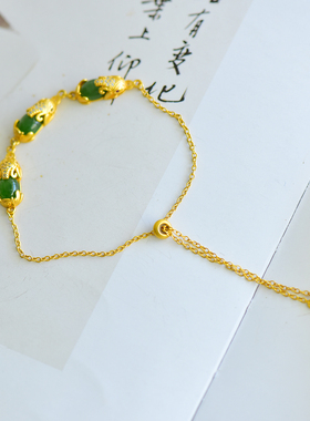 s925银和田玉碧玉招财貔貅手链时尚百搭女款手串手链配饰礼品