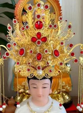 泰山奶奶神像凤冠黑老太凤冠