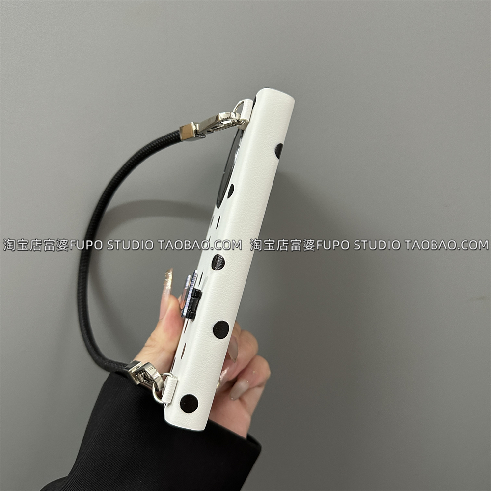 适用vivo xfold5手机壳OPPO find N5折叠屏华为mate X6保护套x5原创设计荣耀magic V3波点皮套支架手提斜挎绳 - 图2