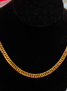 欧美时尚沙金黄铜金久不掉色古巴项链加长侧身链男女情侣马鞭链新