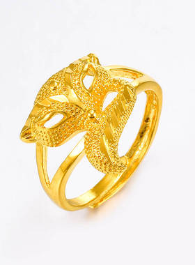 戒指女久不掉色越南沙金可调节情侣花朵戒子镀金细满天星指环饰品