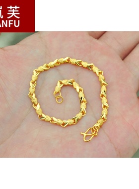 1越南沙金女士手链欧币黄铜女手镯24k镀金仿黄金情侣首饰送