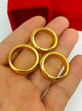 快手爆款越南沙金戒指男士女款光面情侣婚庆对戒简约戒子久不掉色