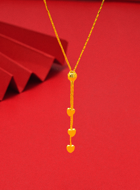 越南沙金一体项链长款吊坠流苏2025年新款女轻奢气质锁骨链首饰品