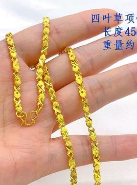 越南沙金项链女士锁骨链单链子细仿18K镀黄金色蛇骨链粗款金鱼链