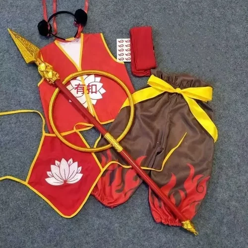 哪吒服装女童降世魔童新款男孩衣服表演cos万圣节套装动漫儿童服 - 图2