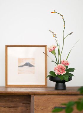 陶瓷高脚盘插花器中式日式迷你简约高足禅意茶席小碟子摆件