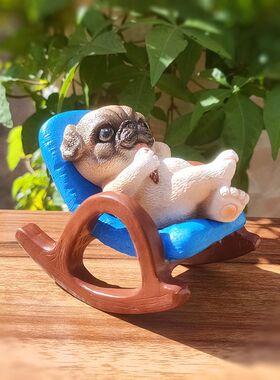 桌面摆件巴哥摇椅花园庭院阳台盆景微景观装饰创意解压装饰品摆件