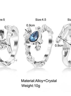 欧美高级感戒指 retro rings diamond inlaid index finger ring