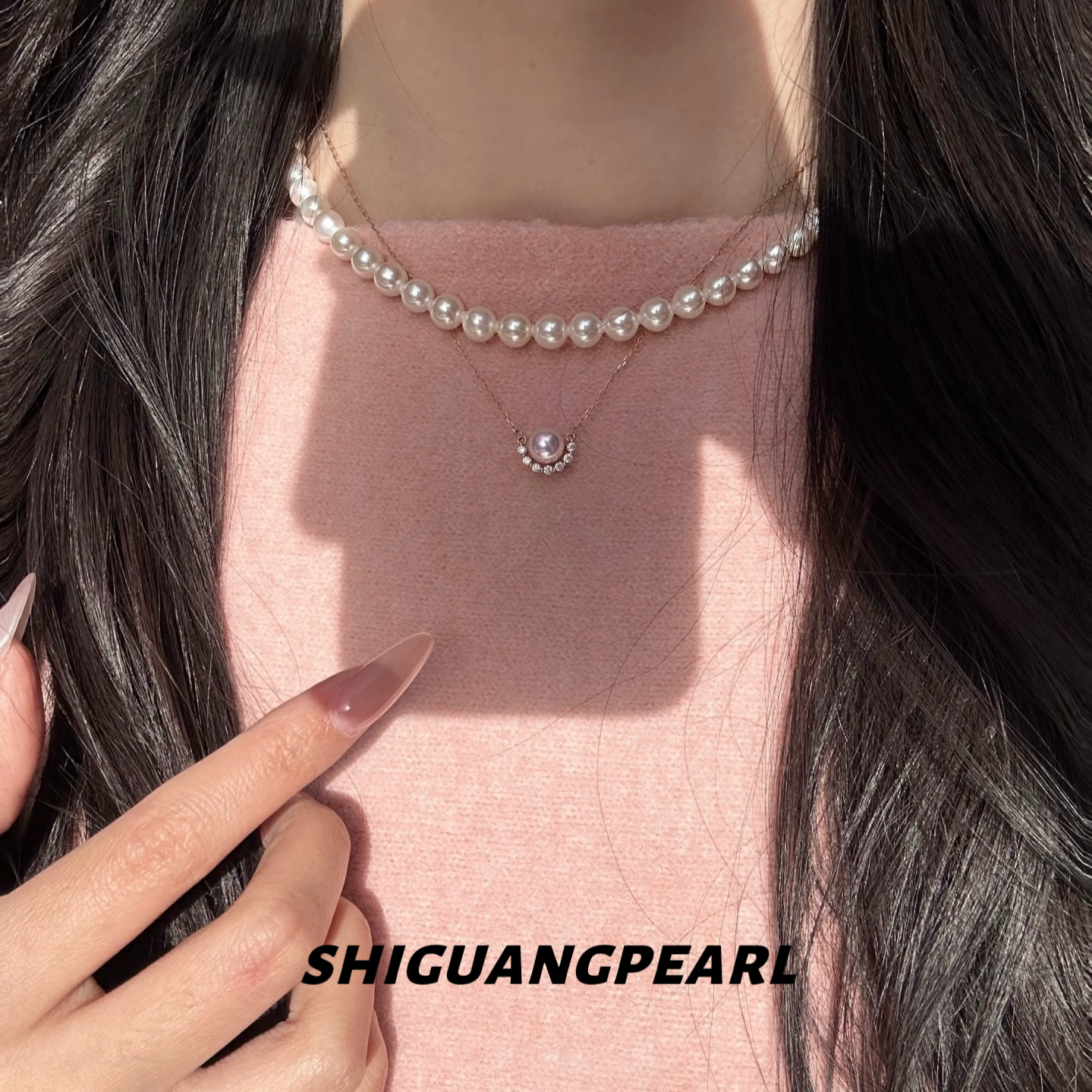 日本天然海水AKOYA珍珠吊坠 S925银半月款珍珠项链正圆极强光百搭,淘宝优惠券,粉丝福利购,淘宝优惠卷