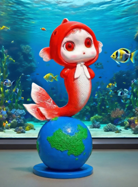 玻璃钢发光锦鲤鱼雕塑美陈装置