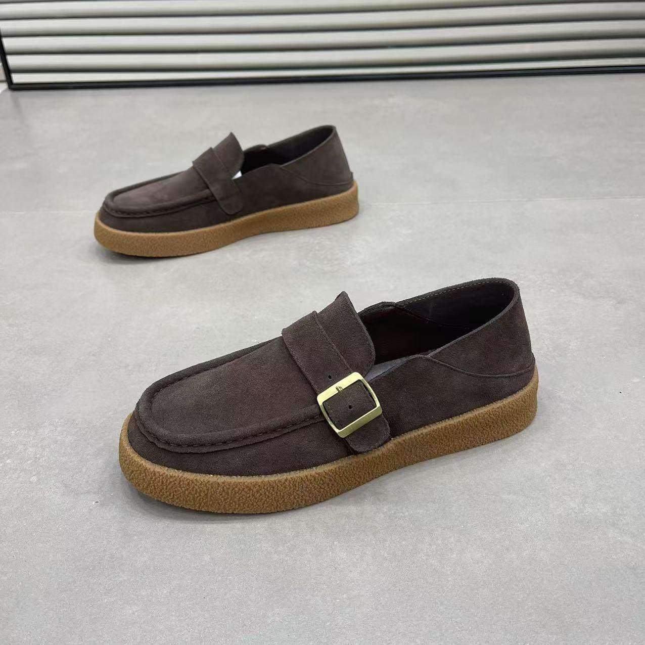 2026年秋季新款磨砂皮一脚蹬懒人豆豆鞋透气乐福鞋男士百搭轻便鞋,淘宝优惠券,粉丝福利购,淘宝优惠卷