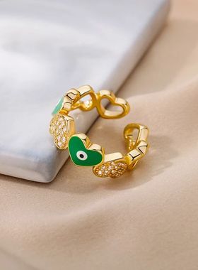 Fashion Lucky Turkish Evil Eye Rings For Women Heart Shape