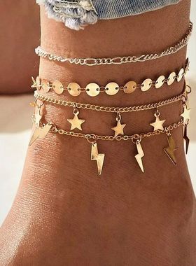 Bohemian Gold Color Star Anklets For Woman Vintage Handmade