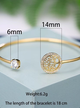 Luxury Tree of Life Simple Open Bracelet for Women White