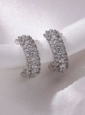 White2024  C-shaped Statement Earring For Women Silver Color