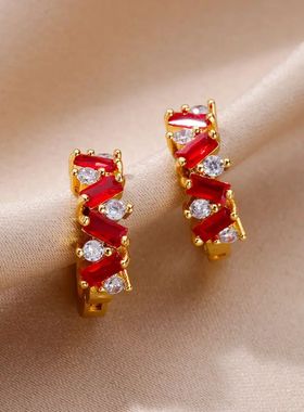 Fashion Green 2024 Earrings For Women Girls Stainless Steel