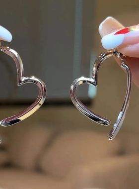 New Fashion Silver Color Heart Earrings For Women Y2K