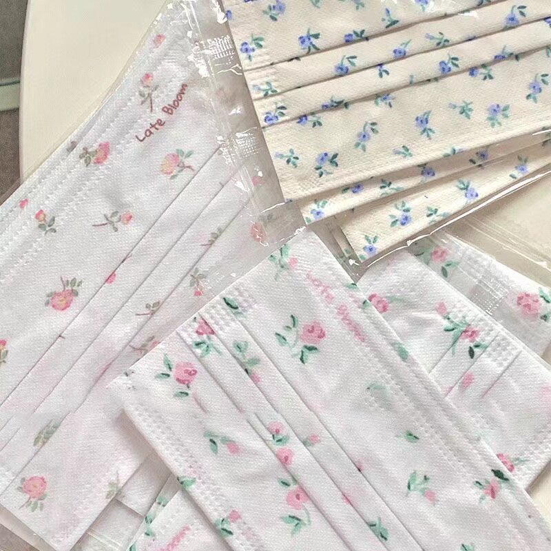 氛围感小碎花口罩可爱印花女学生高颜值日用防尘一次性防晒口罩