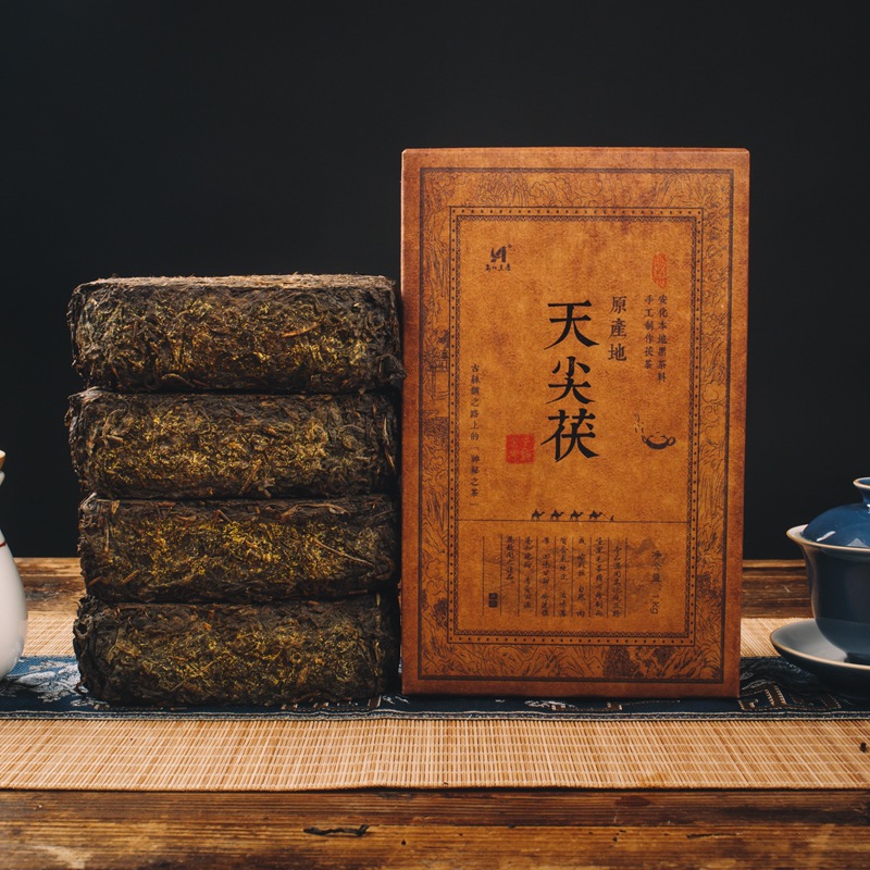 07年原料压制老茶砖安化黑茶1000克天尖茯2斤金花茶手工茯茶煮茶-图2