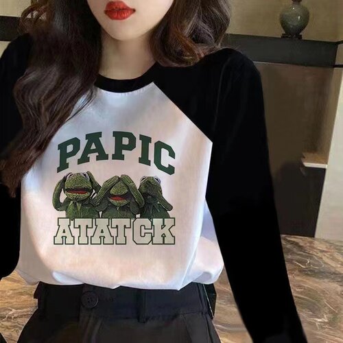 长袖t恤女ins2026年春秋新款宽松韩版白色加绒上衣服圆领卫衣女生 - 图0