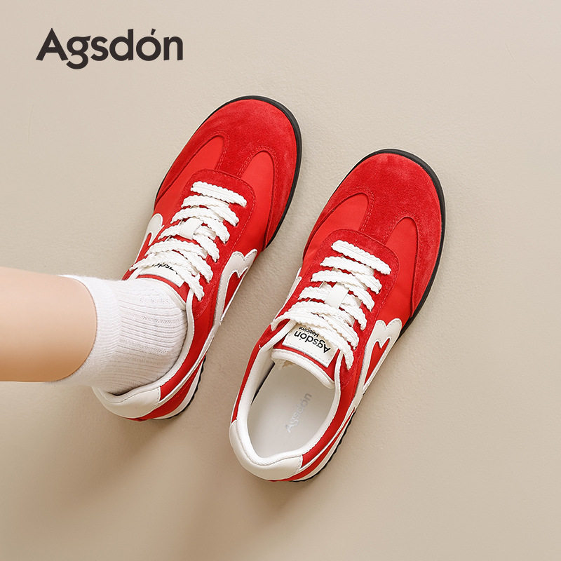 奥古狮登正品红色德训鞋女2026新款夏季厚底芭蕾阿甘华夫鞋休闲运,淘宝优惠券,粉丝福利购,淘宝优惠卷