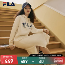 FILA File Official Womens Sweatshirt Dress Dress 2023 Fall New Sport Casual Long Knee Skirt