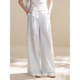 ໂສ້ງຂາຍາວສາຍຮັດສາຍແອວ linen draped lace
