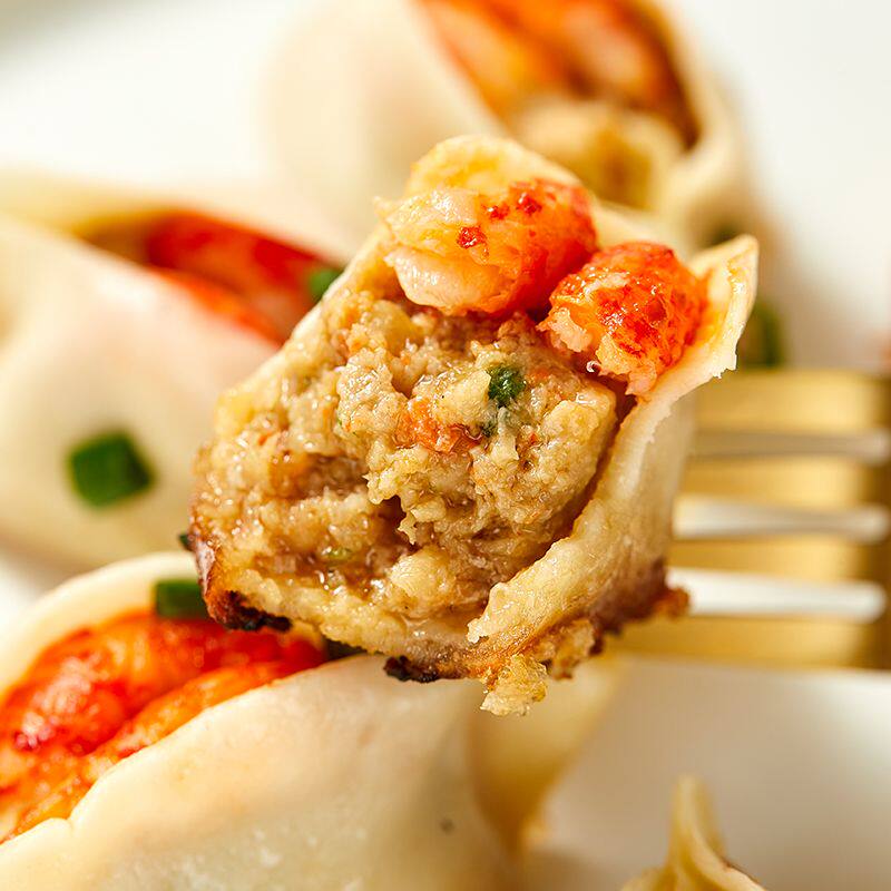 开口笑小龙虾锅贴虾饺蒸饺煎饺小龙虾锅贴水饺早餐半成品半成品
