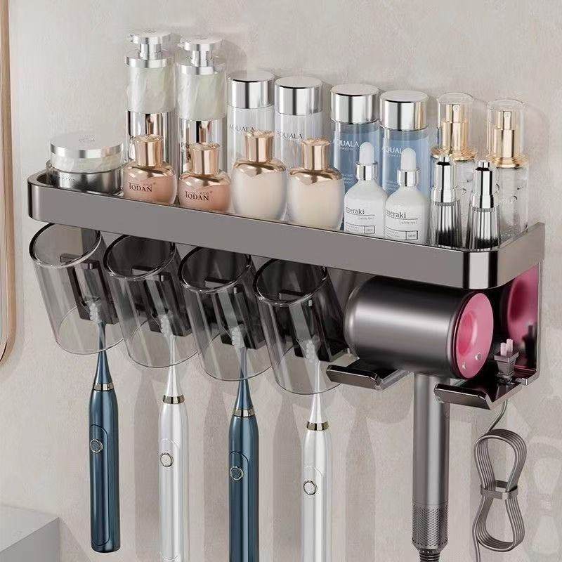 浴室置物架免打孔电动牙刷吹风机洗漱杯牙刷牙杯子收纳吹风机支架,淘宝优惠券,粉丝福利购,淘宝优惠卷