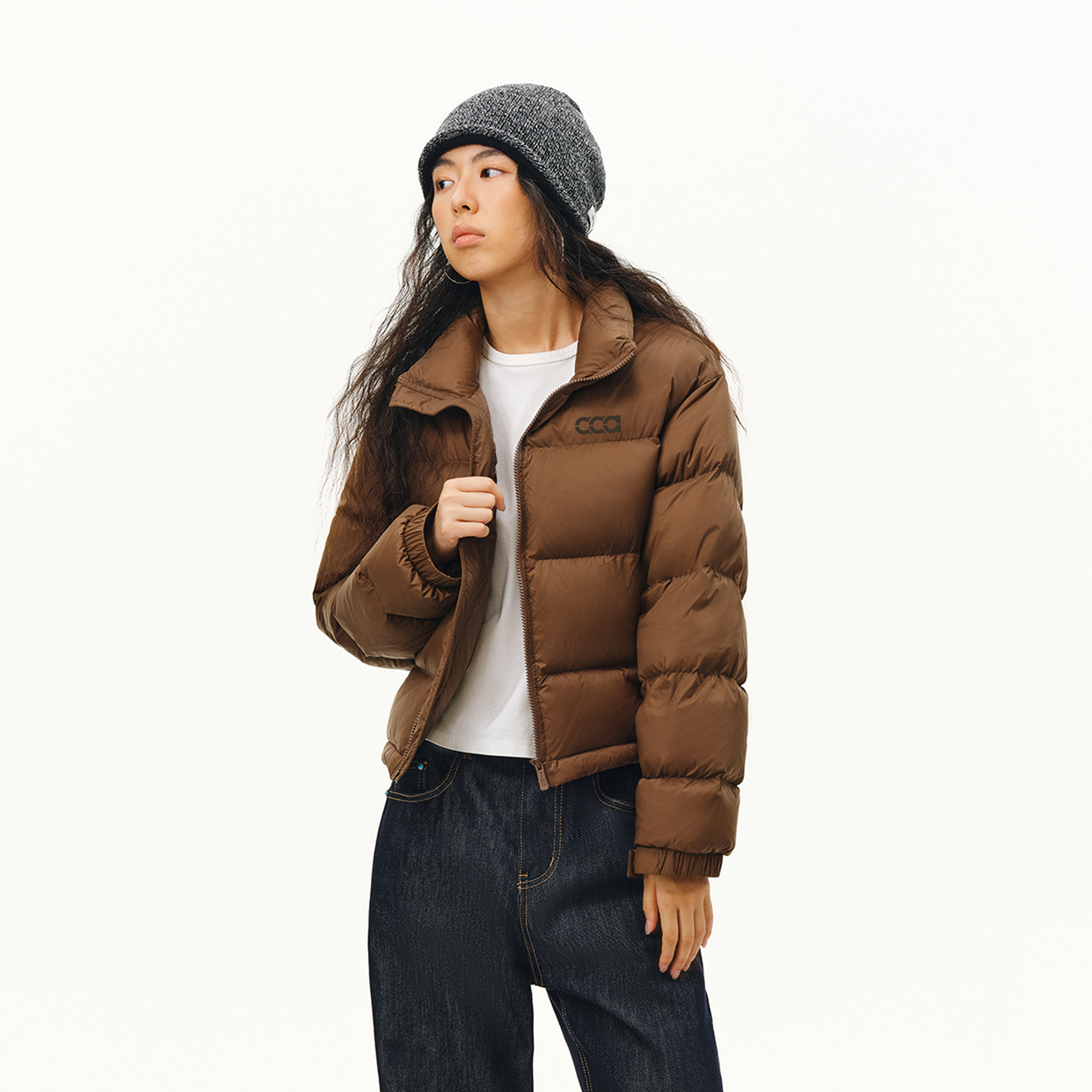 ATRY短款羽绒服国潮冬季保暖防寒拉链面包服女款立领多色百搭外套 - 图0