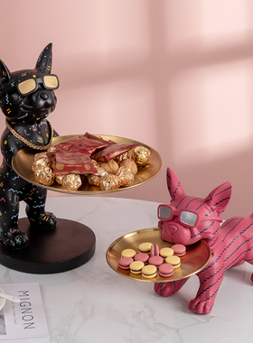 创意玄关托盘入户进门卡通装饰品