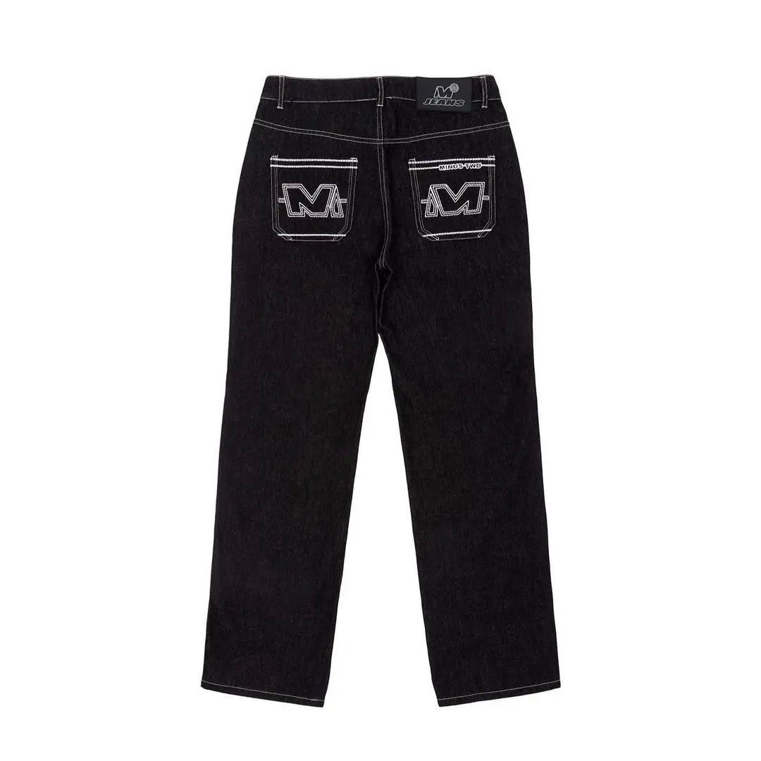 Y2k Jeans Hip Hop Letter Printed Black Pants Men Women  New - 图3