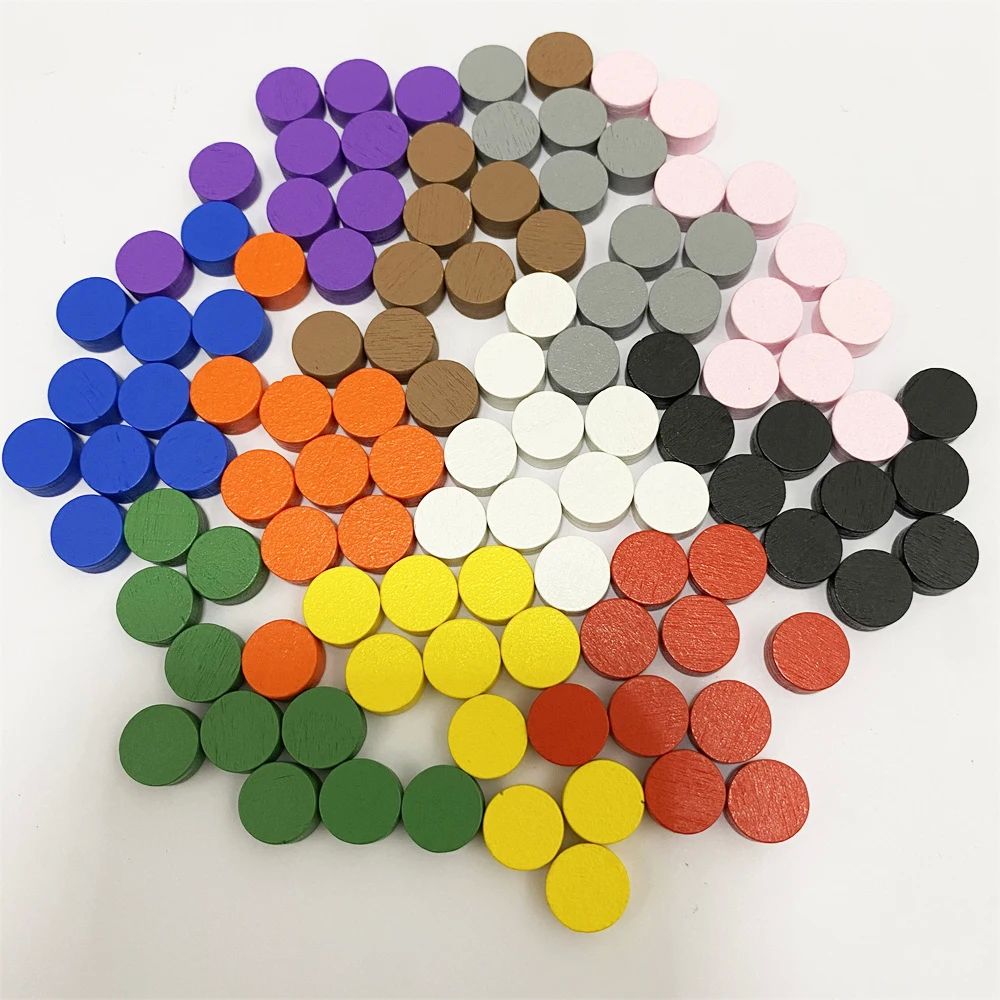 100Pcs Diameter 10*5MM Pawn Wooden Game Pieces Colorful Pawn - 图0