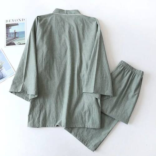 Spring/Autumn Japanese Kimono Mens Pajamas Men Sleepwear Mal-图0