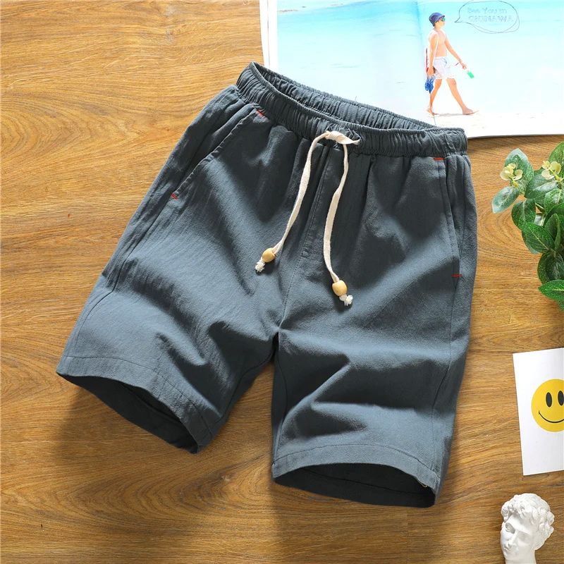 Summer Capris Cotton Hemp Shorts Men's Thin Casual Loose Lar - 图3