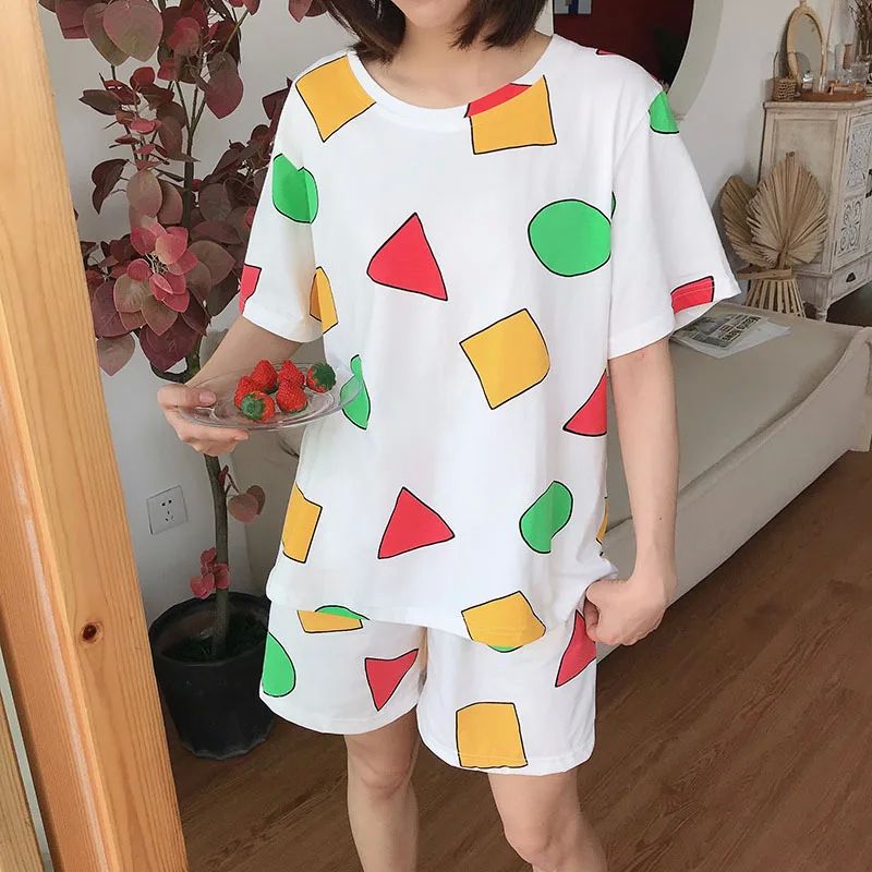 Pijama Sin Chan Man Pajama Sinchan Cotton Summer Short Sets - 图0