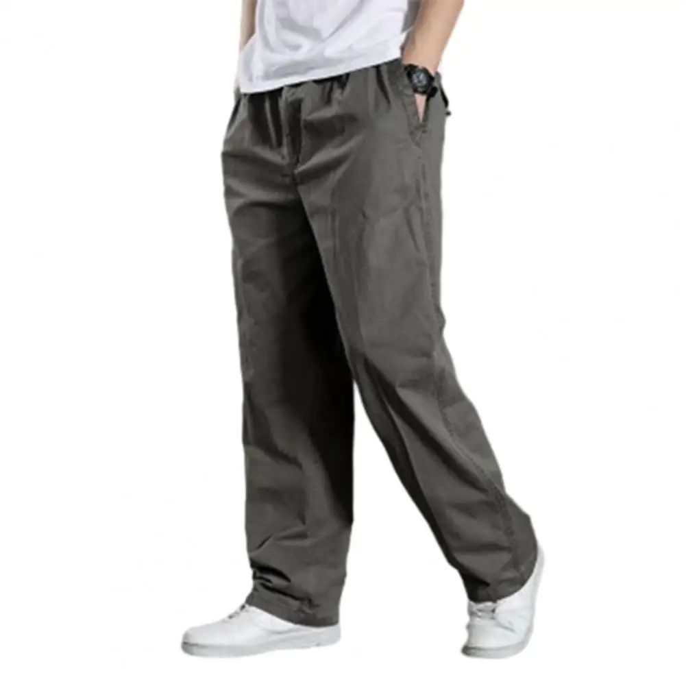 Men Cargo Pants Spring Fall Elastic Waist Drawstring Casual - 图2